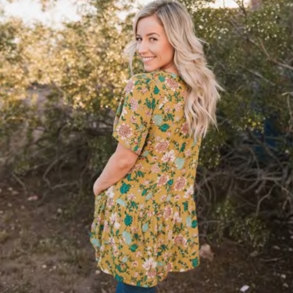 Floral boho tunic top
